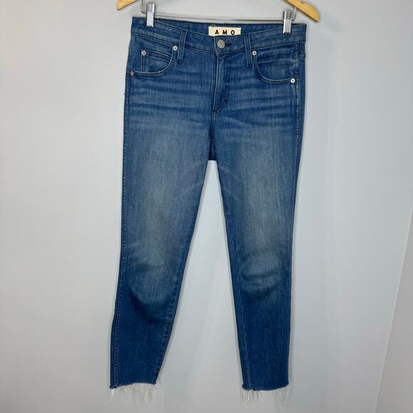 AMO  Stix Crop Ankle Jeans Bluebeam Stretch Blue Preppy Women's 27 - Picture 2 of 12